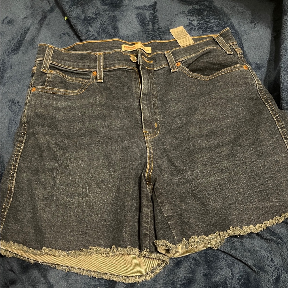 Signature by Levi Strauss Dark Blue High-Rise Shorts